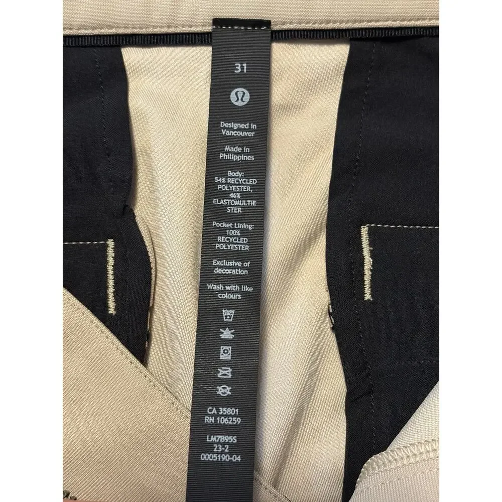 Lululemon Commission Short Mens 31 Chino Classic 7 Inseam Golf Preppy Beige